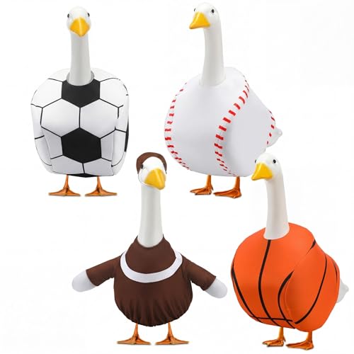 Abbylike 4 Set Football Porch Goose Outfit Lawn Baseball Goose Costume Rugby Basketball Porch Game Day Clothes for 23" H Statue Patio Yard Party Celebrations Decor - style: Football
