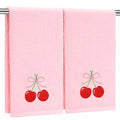 SmoothNovelty 2 Pcs Cherry Hand Towels for Bathroom Decor 14x29 Inch | Embroidered Cute Bathroom Hand Towels, 100% Cotton, Soft Absorbent, Spring Summer Bathroom Kitchen Decor - style: Cherry