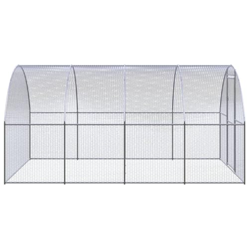 Galvanized Steel Chicken Coop 118 x 118 x 79 in, Large Outdoor Walk-in Hen House with Wire Mesh Ventilation, Sturdy Weather-Resistant Poultry Pen for Backyard Farm, Silver - color: Silver, size: 118.1 x 118.1 x 78.7 in (W x L x H)