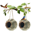 WDEFUN Humming Bird Houses for Outdoor Hanging, Natural Grass Bird Hut,Hand Woven Hummingbird Nest,Wren Finch Bird House for Garden Window Outdoor Home 2 Pack - size: ball shape 2 pcs