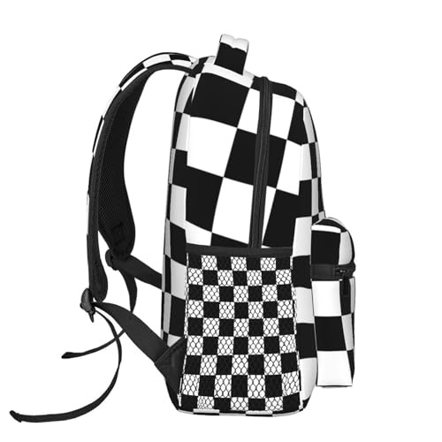 Fiokroo Checkerboard Checkered Backpack School Bag For Students Teens Men Women Laptop Backpacks Travel Daypack Bag With Multiple Pockets - color: Checkered Backpack