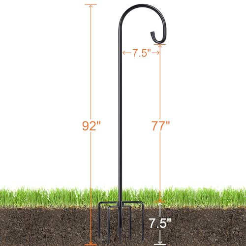 Shepherd-Hooks Adjustable for Bird-Feeder Lantern Plant-Hook Garden-Stake - Plant Stand Hanger for Outdoor Flower Basket, Bird Feeder Hanger Weddings Décor - size: 92 INCH, style: B-1 Pack