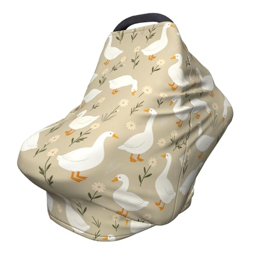 Cute Goose Baby Car Seat Covers, Goose Baby Shower Gifts Carseat Canopy for Boys and Girls Stretchy Infant Carseat Cover - color: goose flowers