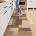 Anti Fatigue Kitchen Mat, Non Slip Cushioned Standing Floor Mat, Waterproof Kitchen Runner Rug, Farmhouse Comfort Padded Mat for Sink, Laundry, Office, Tan&Brown, 24''x71'' - color: Tan&brown