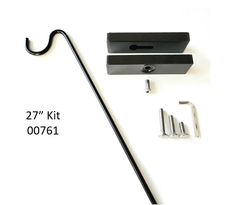 Premium - One Piece Pole - Long Hook Kits Ideal for Bird Feeders, Lighter Flower Baskets, Chimes, etc. for Vertical Spindled Deck Railings Only (27" Upright) Heavy Duty Hanger - size: (1) 27" Upright