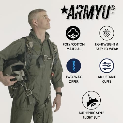 Air Force Flight Suits, US Military Type Coveralls, Uniform Overalls/Jumpsuits for Work - color: Khaki, size: X-Small