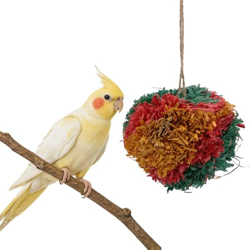 Hypeety Bird Shredding Chew Toy Cage Natural Foraging Shredder Ball, 1 Pack | Funny crinkles foraging toys, easy to hang, 4” colorful ball, for cockatiel/conure/parakeet/budgie, fits most cages, 1 pack - color: 1 pack