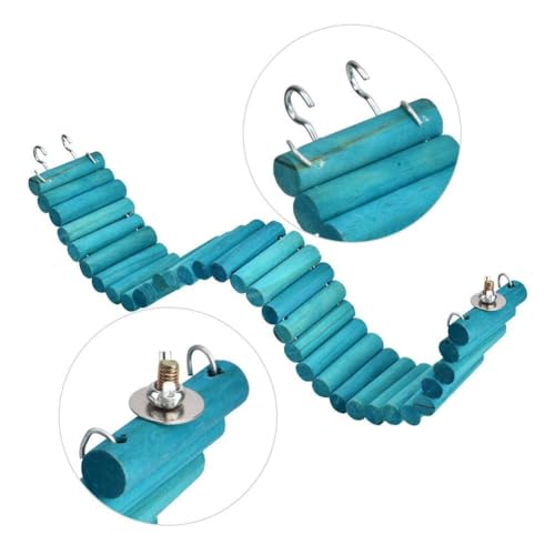 6x50cm Wooden Climbing Ladder, Bendable Metal Core | Shape into arches or bridges for cages, hang with hooks for instant setup, chewable wood dulls teeth naturally, reduces bored