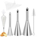 Cream Filling Piping Tip, 3PCS Long Puff Nozzle Tips, for Donuts | with 50 Disposable Pastry Piping Bags, & Injector Tip Cleaning Brush, Cupcakes, Cream Puffs