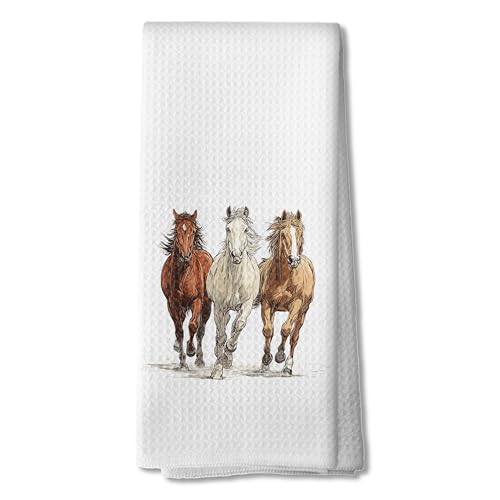 Horse Kitchen Towels, Horse Lover Gifts Tea Dish Towels for Kitchen Decor, Farmhouse Western Farm Animal Hand Towel for Bathroom, 16x24 Inch - color: 06color