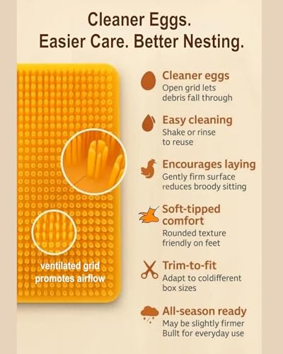 4-Pack Washable Chicken Nesting Pads for Chicken Coop, 13x11in Reusable Nest Box Liners, Trim-to-Fit Open-Grid Bedding for Cleaner Eggs, Heavy-Duty Poultry Supplies (Green) - color: Green, size: 4-Pack