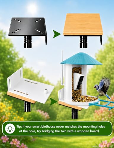 Bird Feeder Pole, 76Inch Heavy Duty Stand with 1-Inch Diameter, Outdoor Bird House Pole Mount for Hanging Feeders (Black, 76in-kit)