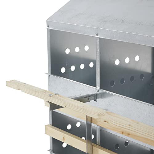 Brower 406B Galvanized Steel 6 Hole, 30 Bird Outdoor Poultry Nest Chicken Brooding Box with Hinged Folding Perches, Silver (2 Pack)