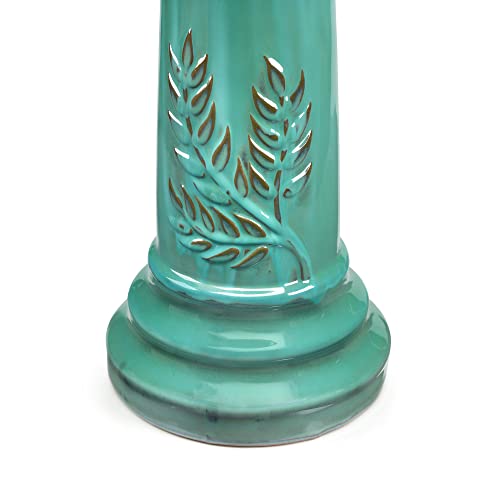 Smart Solar Wingate Outdoor Ceramic Birdbath with Pedestal Stand and Glossy Finish, Elegant Traditional Birdbath for Garden, Mint - style: Wingate