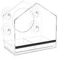 Clear Acrylic Window Bird Feeder with Strong Suction Cups | Extra deep 4.35" removeble tray, 2.36" heavy duty suction cup, bird feeder for window viewing, fits finches, cardinals - color: Black