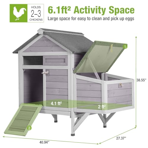 GUTINNEEN Outdoor Chicken Coop with Nesting Box, Weatherproof Hen House with Leakproof Pull-Out Tray, Oenable Roof, Poultry Coops for Chickens, Duck & Quail