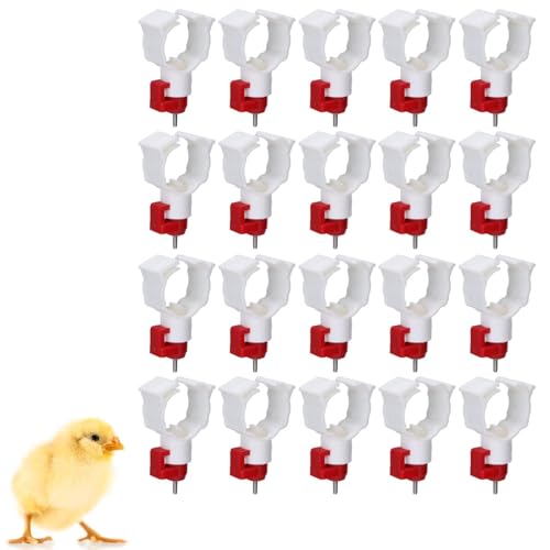 20 Pack Chicken Water Nipples, Leakproof Chicken Waterer Nipples with Drill Bits, Stainless Steel & Plastic Poultry Watering System Poultry Water Nipple Drinker Feeders for Poultry Chicken Duck Bird