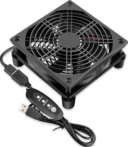 GDSTIME 120mm Router Fan Cooler, L/M/H 3 Speed Controller DC 5V USB Powered | Quiet, for Xbox Modem Routers Mini PC DVR TV Box Cooling - size: 120mm USB Fan