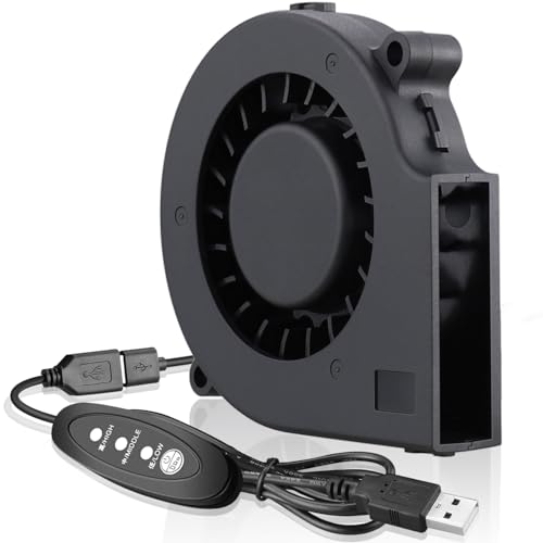 GDSTIME 75mm USB Blower Fan with 3 Speeds Control, 7515 5V DC Brushless | 75mm x 15mm, Turbine Turbo Fan, Adjustable, for Cosplay/Welding Helmet, Laptop, 3D Printer, Dehumidifier Cooling Ventilaiton - size: 75mm x 15mm