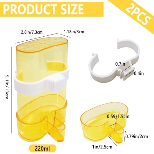 Parakeet Water Dispenser Parrot Water Feeder Bird Seed Container for Cage Cockatiel Cage Accessories Automatic Feeding for Budgies Finch Small Birds 2pcs - color: Coloured, size: 2Pcs
