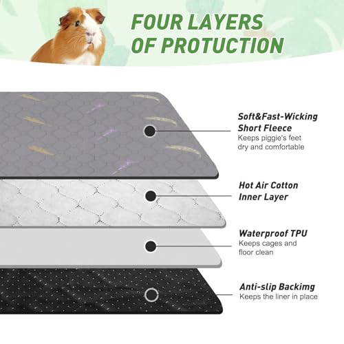 2Pcs Guinea Pig Cage Liners,Guinea Pig Fleece Cage Liners48''X60'' Super Absorbent Washable Pee Pads Reusable for Rabbit Hamster Chinchilla - size: 12 In 4x5(48" x 60") 2Pack