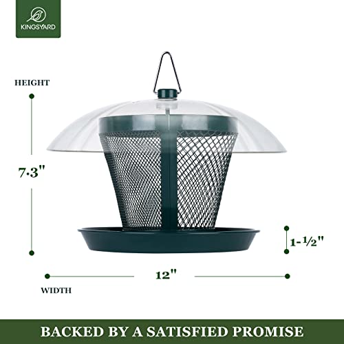 Kingsyard Rain-Resistant Metal Mesh Bird Feeder for Outdoor Hanging | Large Clear Dome, Top-Fill Design, Weather-Resistant Metal, Dual Mesh for Different Seeds, Easy to Clean - color: Green