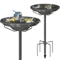 iBorn Bird Bath for Outside,36″ Freestanding Bird Bath with 3 Adjustable Height Pole,12″ BPA-Free Plastic Bowl,5-Prongs Base,Metal Pole and Plastic Birds Baths Bowl,Gray,1 Pack（Not Include Fountain） - color: Gray