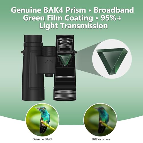10x42 Binoculars for Adults, 26mm Large Eyepieces 14mm Long Eye Relief for Eyeglass Wearers, BAK4 Prism FMC Lens Life Water Resistant Compact Binoculars for Bird Watching Hunting Hiking Travel