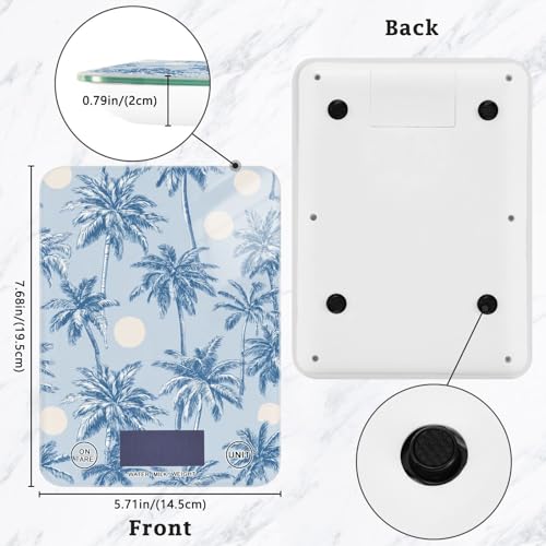 Food Scale Kitchen Scale Food Weight Scales Digital Weight Grams and Ounces Small Electronic Food Scale for Baking Cooking Light Blue Palm Trees and Sun - color: Light Blue Palm Trees and Sun