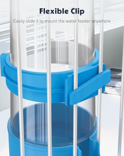 Pawfly Auto Bird Waterer, 2-Pack Cage Dispenser Feeder for Parrots, Hamsters - Small Bird Accessories for Cockatiel, Budgie, Lovebirds (White/Blue) - size: 2PCS