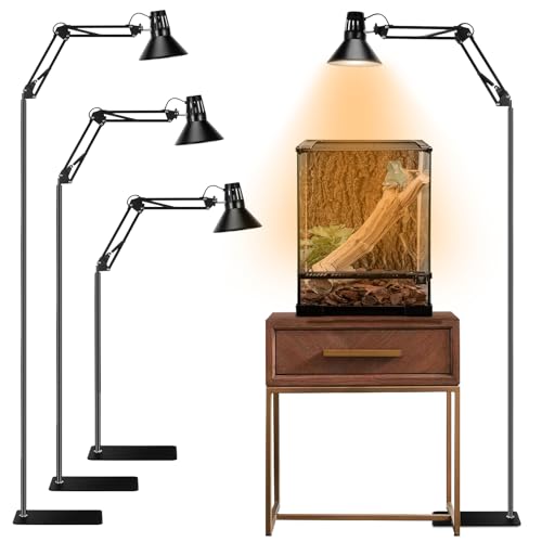 Reptile Heat lamp Reptile Light Fixture with Heat Lamp Stand | Height Range from 15.7inch to 74.3inch with 360°Adjustable Swing Arm for Bearded Dragon Turtles Snake and Chicks - size: 15.7-74.3 inches (with Lampshade)
