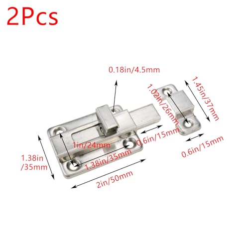 Geesatis 2 Pcs Sliding Lock Barrel Bolt Stainless Steel Sliding Latch Lock | Barrel Bolt for Chests Cabinets Door Lock Bird Cage Lock Replacement, with Mounting Screws, Silver - style: B-Silver