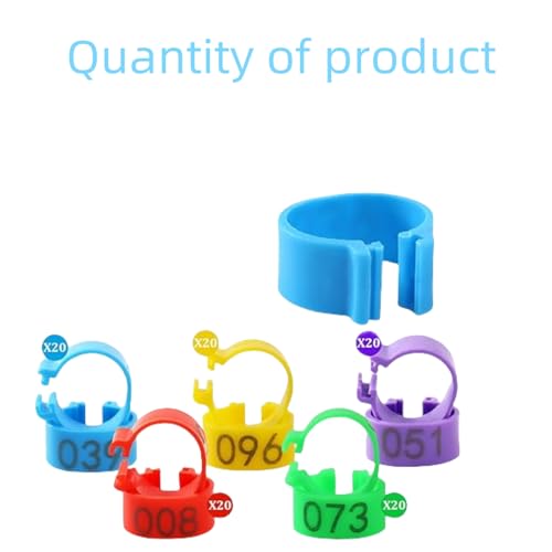 100 Pcs Numbered Chicken Leg Bands, Multi-Color for Poultry | Numbered 1-100 in 10 colors. Fits chickens, ducks, quails, pigeons, birds. Snap-on plastic ID bands for easy identification.