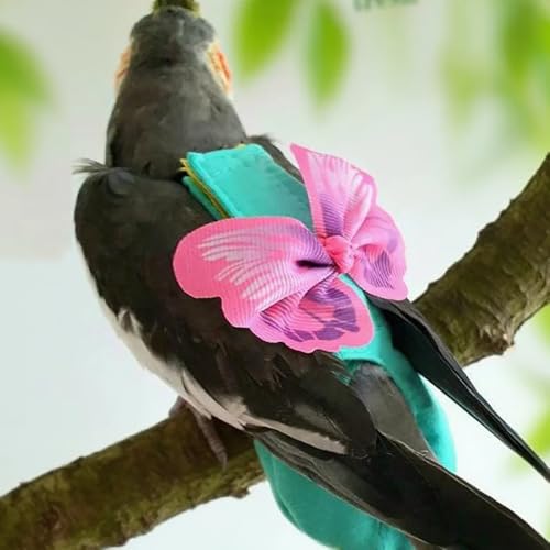 Pet Bird Diaper Harness Adjustable Parrot Harness and Leash Set Cockatiel Flight Suit with 60 Inch Leash Bow Tie Bird Flying Clothes for Conures Cockatoos Cockatiel Pigeon(Pink, Medium) - color: Pink, size: Medium