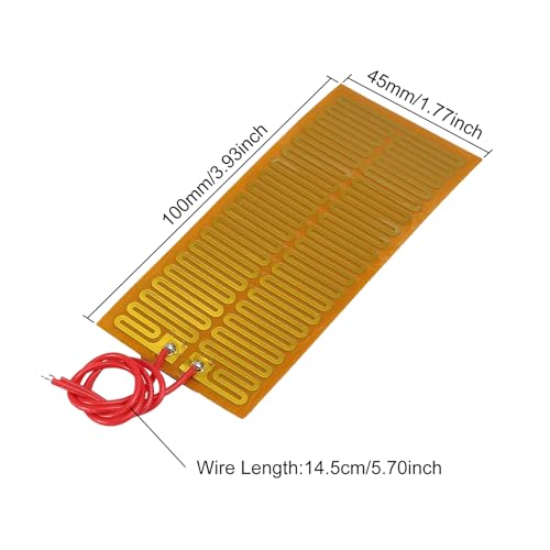 6pcs 45mmx100mm Film Heater Plate Adhesive Pad, PI Heating Elements Film 24V 30W Strip Heater Adhesive Polyimide Heater Plate - size: 45mmx100mm