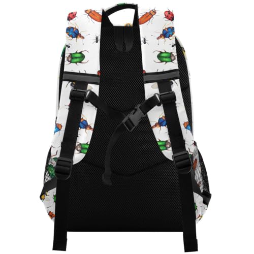 Kids Bugs Backpack for Boys Girls School Bags | Elementary Middle, Travel Daypack Lightweight Waterproof with Reflective Strip - color: Bugs 01