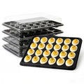 Shellwei 5 Pack Extra Large Deviled Egg Containers with Lids | Holds 120 Eggs Total (24 Each), Disposable Deviled Egg Tray Stackable Platters Trays for Party, Picnic & Fridge Storage - style: Square