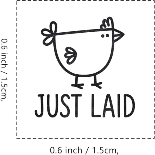 Just Laid Chicken Egg Rubber Stamp, 3/5 Inch Small Mini Stamp for Scrapbooking Card Making Planner