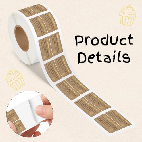 500 Count Food Allergy Notice Allergen Warning Label Stickers | Adhesive Square Kraft Decal Roll, Food Alert Safety for Restaurant Home Kitchen Bakery Cake Shop Packaging, 1 x 2 Inch - color: Food Allergy Kraft Brown