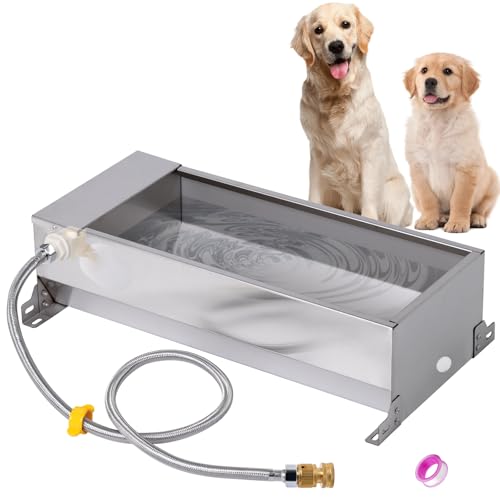Automatic Dog Water Bowl Dispenser for Large Dogs Outdoor Auto Fill | Stainless Steel Automatic Livestock Water Trough Large Dog Waterer with Float Valve, for Chicken Geese Duck Goat Pig
