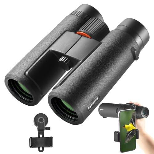 8x42 HD Wide-View Binoculars for Adults with Low Light Night Vision – Ultra-Bright Waterproof Binoculars with Smartphone Adapter for Hunting, Bird Watching, Stargazing & Outdoor Travel - color: Black-8x42