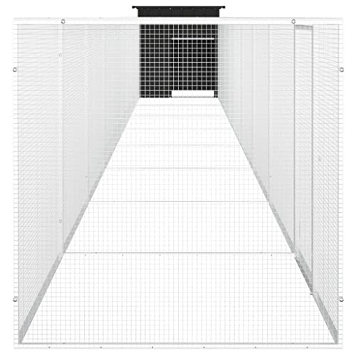 Chicken Cage Anthracite 35.8 x 354.3 x 39.4 in Galvanized Steel Large Chicken Coop with Expandable Run, Secure Lockable Door, Ventilated Design for Outdoor Backyard Garden Poultry Habitat - color: Anthracite-D