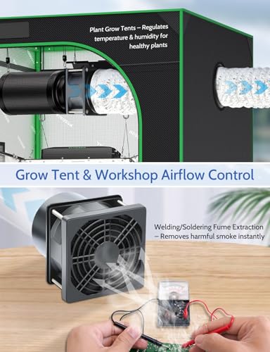 Wathai 3 Inch Inline Duct Fan 120V Exhaust Ventilation Blower Cooling Fan | Dual Ball Variable Speed Controller High-velocity axial extractor blower features powerful airflow,efficient air exchange - style: 80x38mm 2 duct