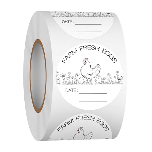 Louise Maelys 2 Inch Farm Fresh Egg Stickers,Farm Stand Supplies | 500 Pcs Egg Carton Labels, Date Stickers for Eggs, Handwriting-Friendly, Farmer's Market,Business - color: Color2