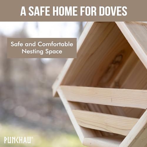 Cedar Mourning Dove Nesting Box, 14L x 11H x 6W Inch, Outdoor | Natural Rough Cut Cedar Bird House, For Doves Nest