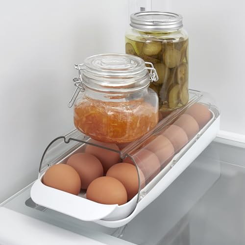 YouCopia FridgeView Rolling Egg Holder, BPA-Free Stackable Eggs Organizer with Removable Tray for Refrigerator Storage