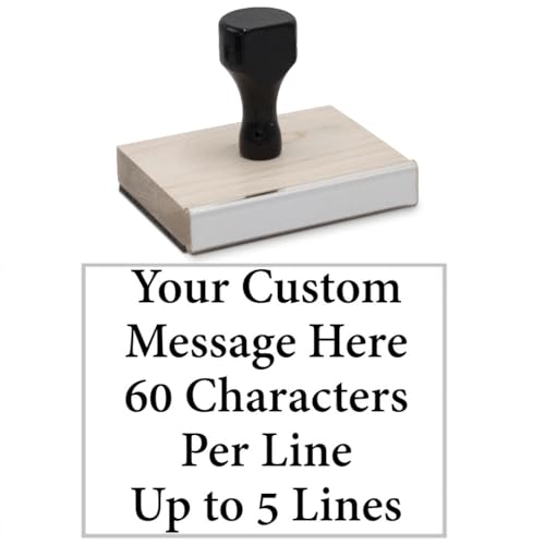 Infusion Custom Text Traditional Wood Stamp with Plastic Handle, 3" x 4" - size: 3" x 4"