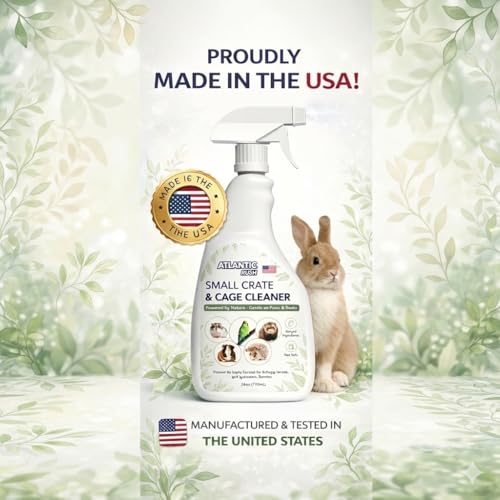 Atlantic Rush Small Animal Cage Cleaner Spray- 24oz Bottle Cage and Crate Cleaner for Guinea Pig, Hamster, Rabbit, Ferret, & Birds- Cage Cleaning Supplies Odor Eliminator (2)