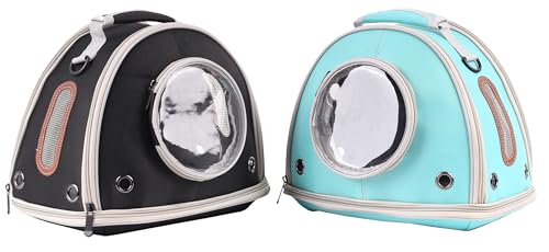 Guinea Pig Travel Carrier Cage, Portable Carry Bag for Two (2) Pigs, Reptile Bearded Dragon Lizard Carrier Bag for Small Animals Hamster Hedgehog Bird Bunny Kitten (Black, Typical Oxford)