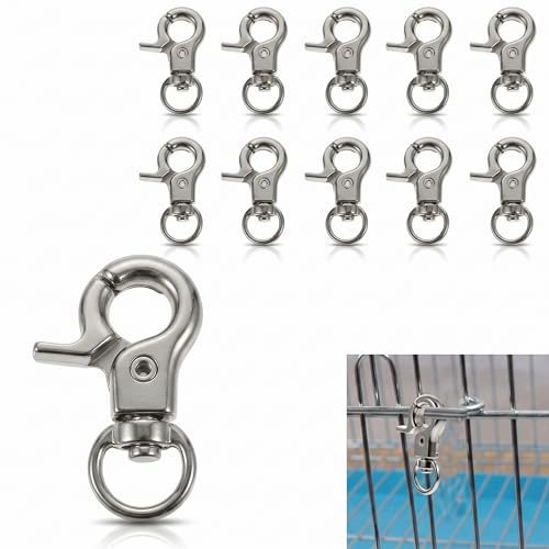 balacoo 10 Pcs Bird Cage Door Lock Buckles Pet Cage Safety Clips Anti-Escape Hook Clips for Parrot Cages Small Medium Large Birdcage Use 1.18 X 0.59 X 0.19 in